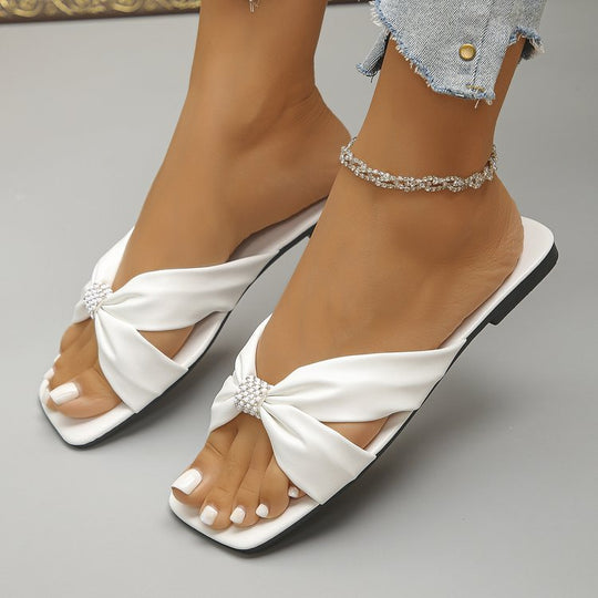 Damen elegante Mules mit zierlichem Schleifenakzent EB