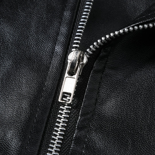Herren Kunstleder Motorradjacke mit Reißverschluss EB