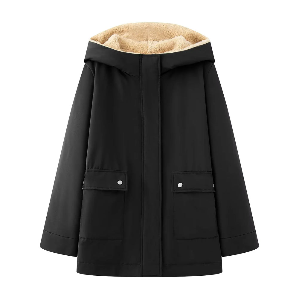 Damen gesteppte Übergangsjacke mit weichem Innenfutter und praktischem Kapuzen-Design EB