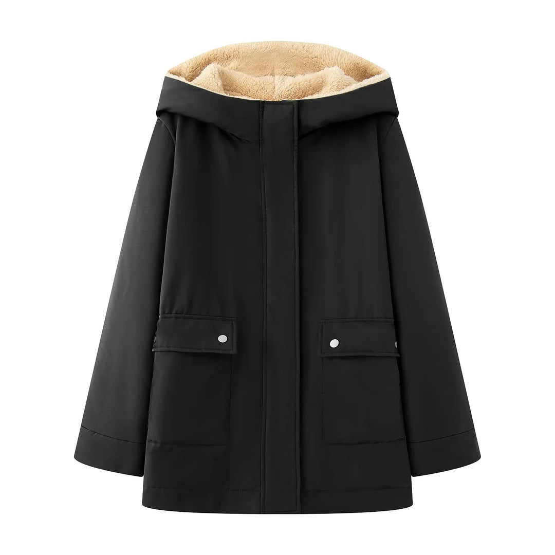 Damen gesteppte Übergangsjacke mit weichem Innenfutter und praktischem Kapuzen-Design EB