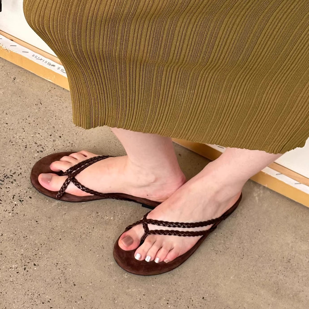 Damen Zehentrenner-Sandalen mit komfortabel geflochtenem Riemendesign EB