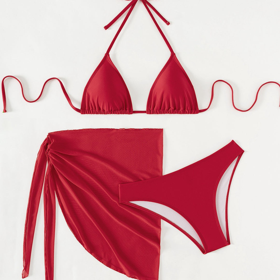 Damen Triangel-Bikini mit floralen Mustern und seitlichem Wickelelement EB