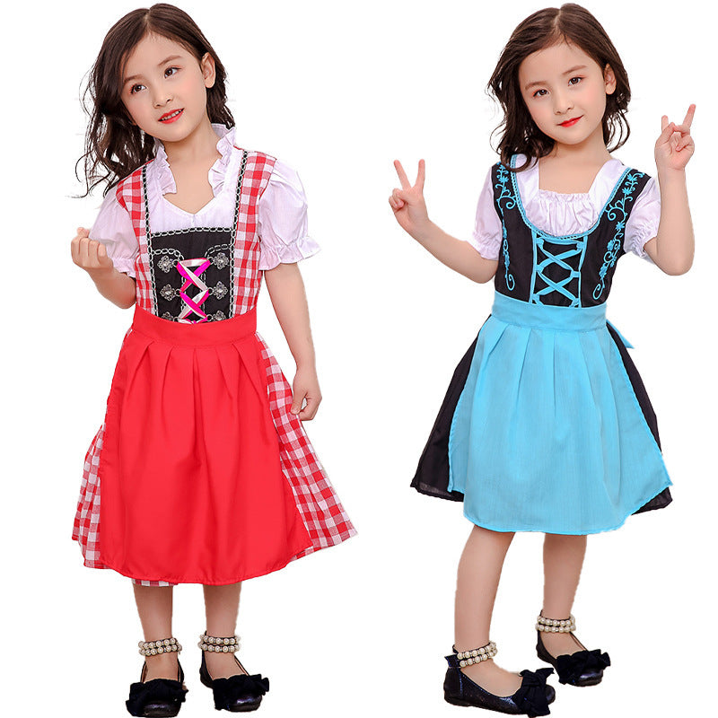 Damen nan traditionelles Kinderdirndlkleid mit geschnürtem Mieder, bestickten Details und abnehmbarer Schürze EB
