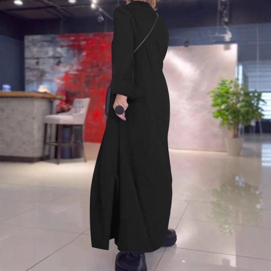 Damen Maxikleid mit praktischem V-Ausschnitt und Taschen EB