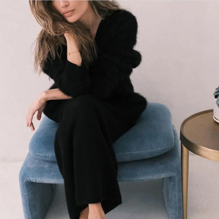 Damen weicher Strickcardigan mit luxuriösem Mohair-Anteil und lässigem Schnitt EB