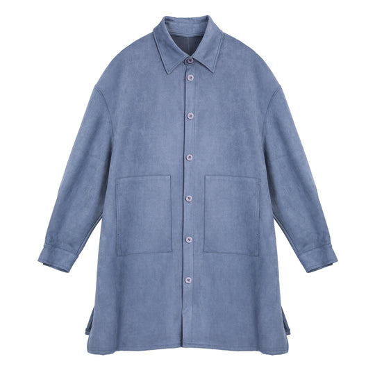 Damen Oversize Hemdenjacke aus weichem Suede mit großen Taschen EB