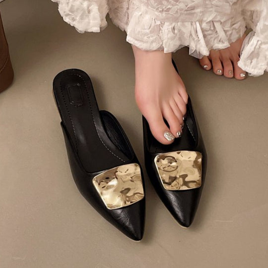 Damen schicke Mules mit femininem Metallakzent EB