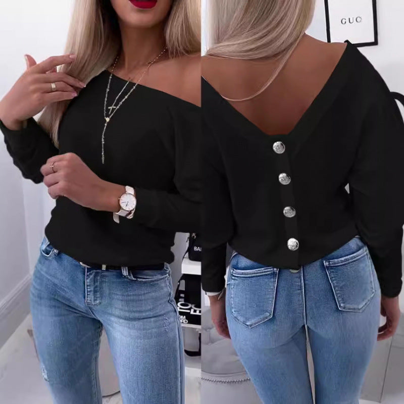 Damen Off-Shoulder Freizeit Pullover Top EB