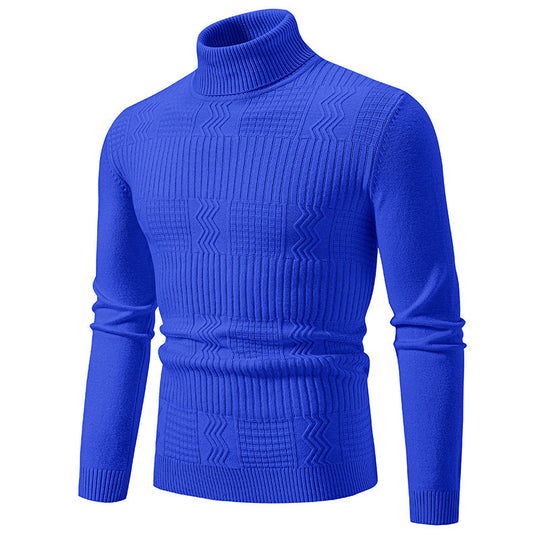 Herren nan strukturierter Rollkragenpullover aus feinem Strickmix mit körpernaher Passform EB