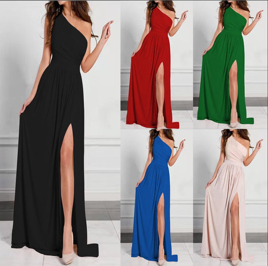 Damen Maxikleid mit asymmetrischem Schnitt und verführerischem Beinschlitz EB