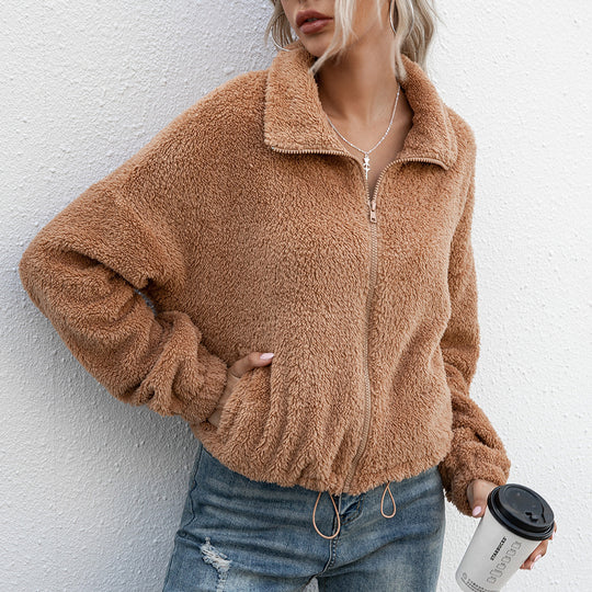 Damen Fleecejacke mit hohem Kragen und elastischem Bund EB