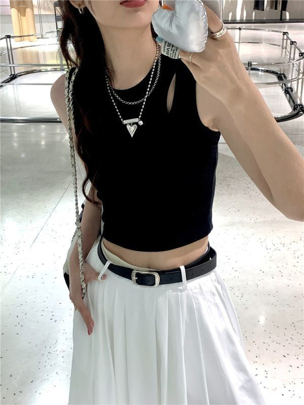 Damen Crop-Top mit elastischem Bund und asymmetrischem Ausschnitt EB