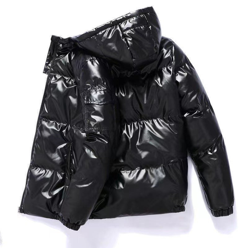 Herren nan glänzende Steppjacke mit Kapuze, wattierter Thermofütterung und wasserabweisender Lackoptik EB