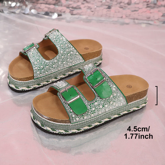 Damen Plateausandalen mit dekorativem Riemendesign und ergonomischem Fußbett EB