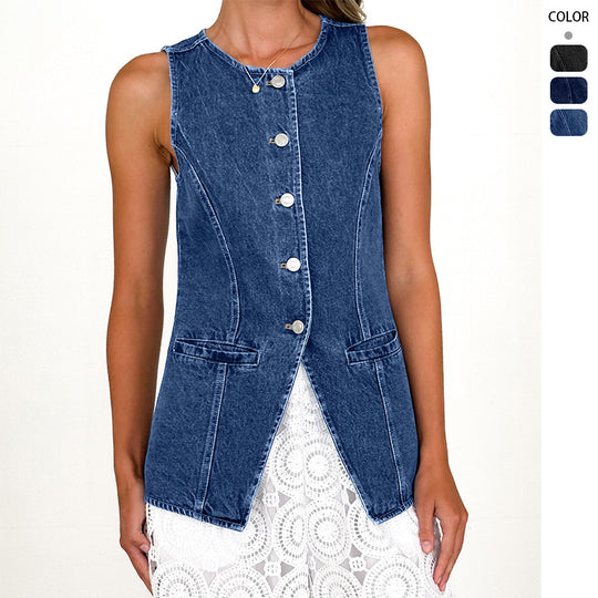 Damen Jeans-Weste im modernen Schnitt und praktischen Taschen EB
