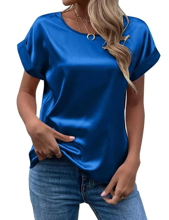 Damen Satin T-Shirt mit elegante Details EB