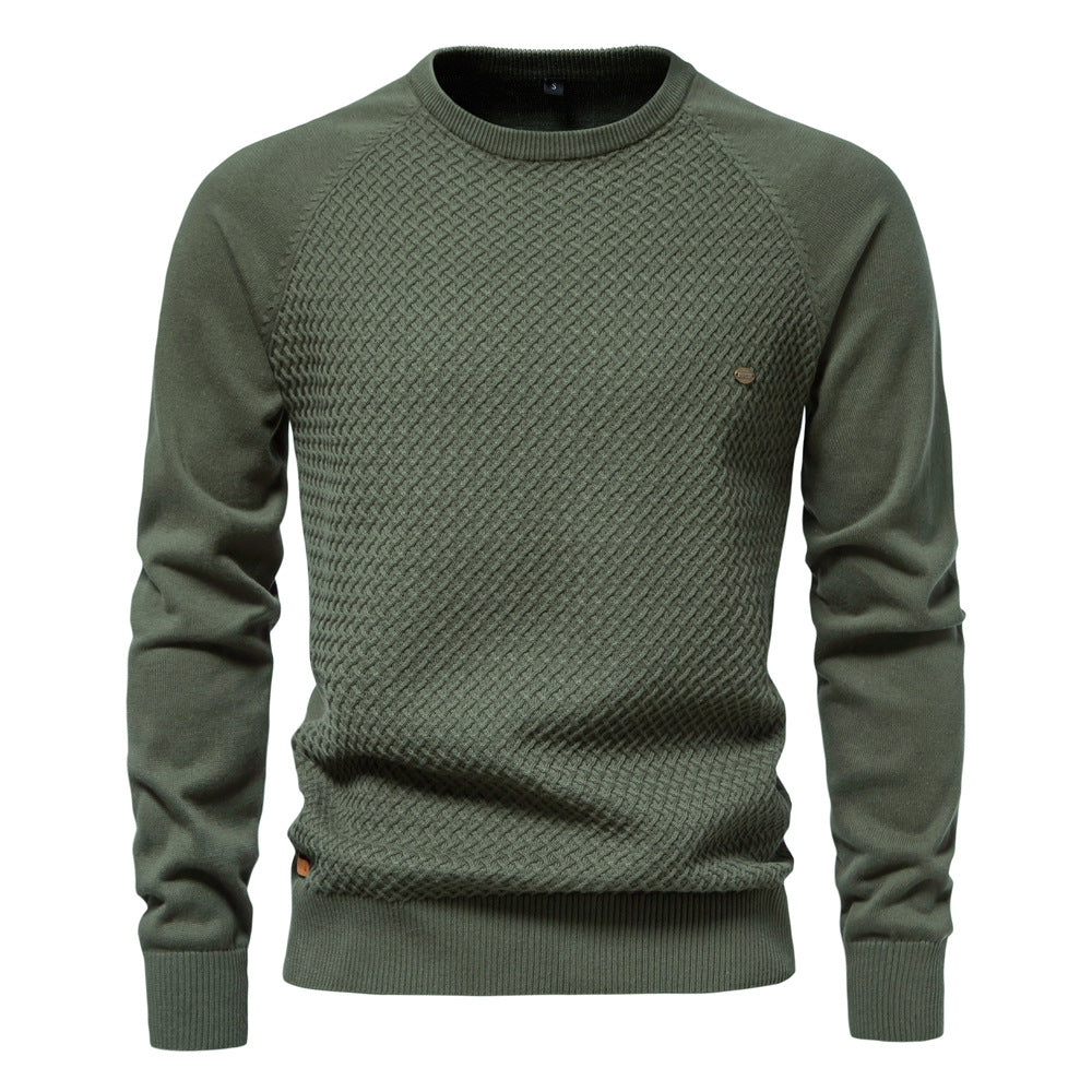 Herren Strickpullover mit modernem Strukturmuster und Rundhalsausschnitt EB