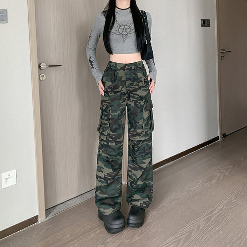 Damen Cargohose im modischen Camouflage-Design mit praktischen Taschen EB