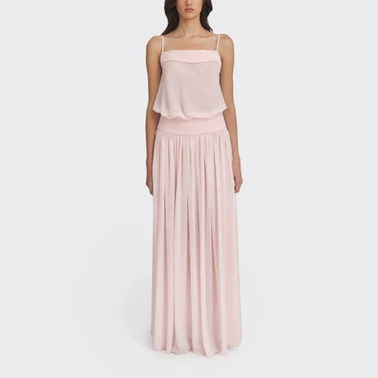 Damen Maxi-Kleid mit fließendem Chiffon-Oberteil und elastischem Bund EB