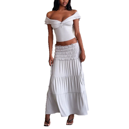 Damen Elegantes Wickeloberteil und maxirock EB