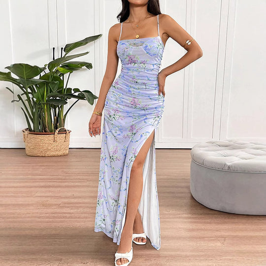 Damen Maxikleid im romantischen Floral-Design mit verstellbaren Trägern EB