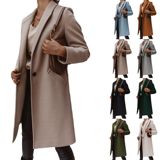 Damen eleganter Wollmantel mit schmaler Silhouette EB
