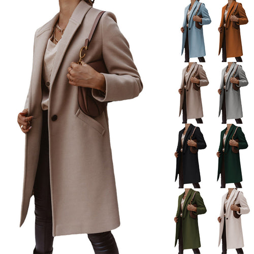 Damen eleganter Wollmantel mit schmaler Silhouette EB