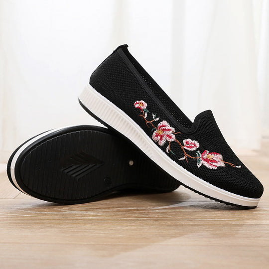 Damen Slip-On Sneaker mit floralem Stickmuster EB