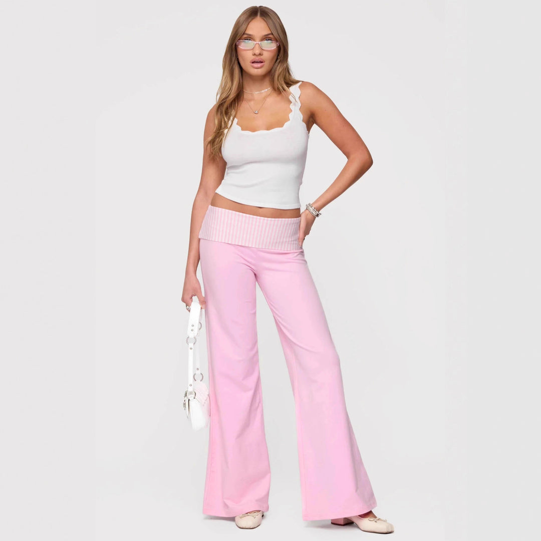 Damen Palazzo-Hose mit gestreiftem Bund und lässigem Schnitt EB