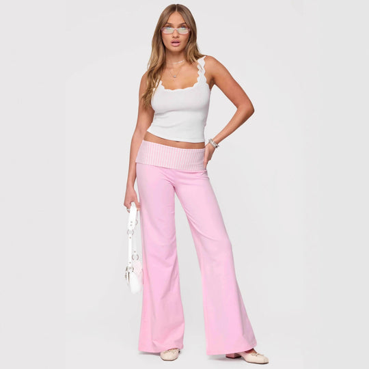 Damen Palazzo-Hose mit gestreiftem Bund und lässigem Schnitt EB