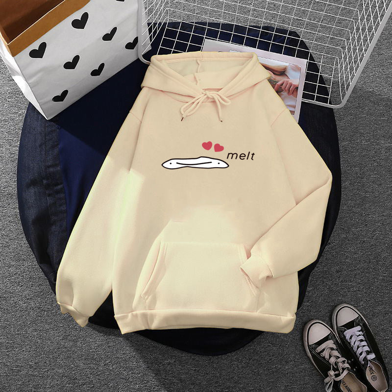 Damen nan Kapuzenpullover mit minimalistischer Grafik, lockerer Oversize-Passform und Kängurutasche EB
