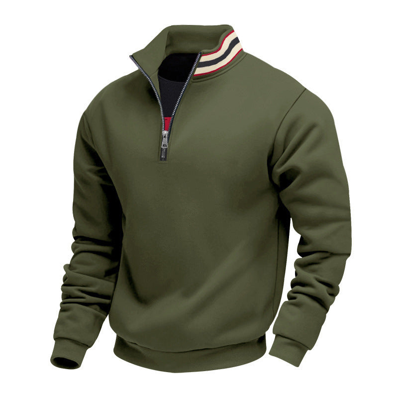 Herren nan Halbzip-Sweatshirt mit sportivem Ringkragen und weichem Fleece-Innenfutter EB