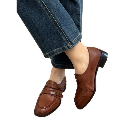 Damen Mokassins mit dekorativen Schnallen und elegantem Glanz EB