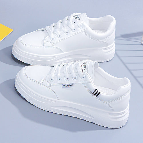 Damen Bequeme sportliche Sneakers mit dicker Plattformsohle EB