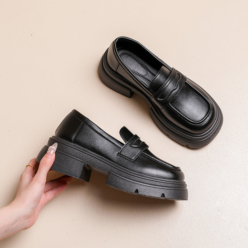 Damen modische Loafers mit robustem Plateau und eleganter Schnalle EB