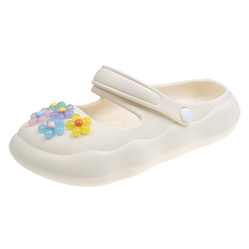 Damen Bunte und komfortable Riemensandalen mit blütenförmigem Dekor EB