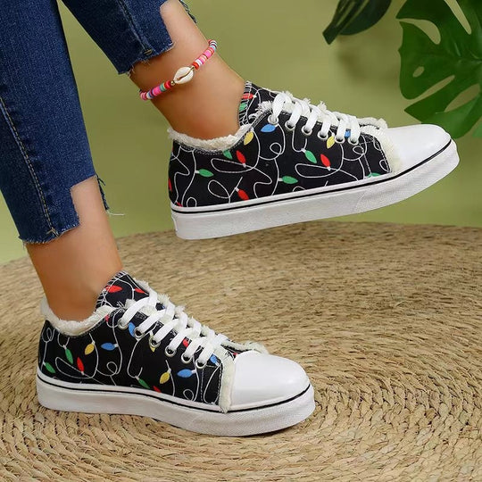 Damen Sneaker mit fransigem Obermaterial und modischer Riemenverzierung EB