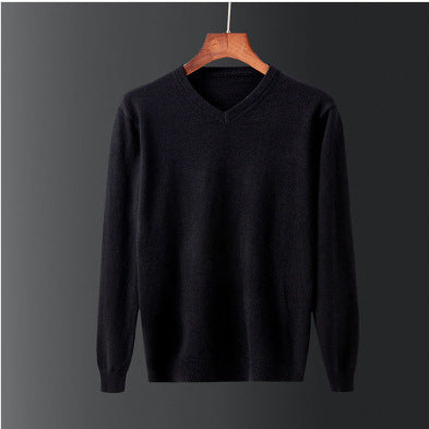 Herren eleganter V-Ausschnitt Pullover aus feiner Wolle EB
