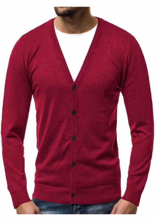 Herren nan Feinstrick-Cardigan mit V-Ausschnitt, schmaler Passform und durchgehender Knopfleiste EB