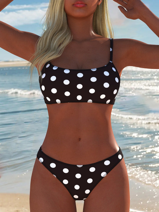 Damen Bikini-Set mit modischem Punktdesign und verstellbaren Trägern EB