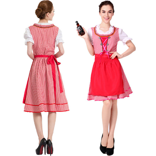 Damen nan Trachtenkleid im Vintage-Stil mit elastischem Bund verstellbarer Schnürung und schmeichelndem Tellerrock EB