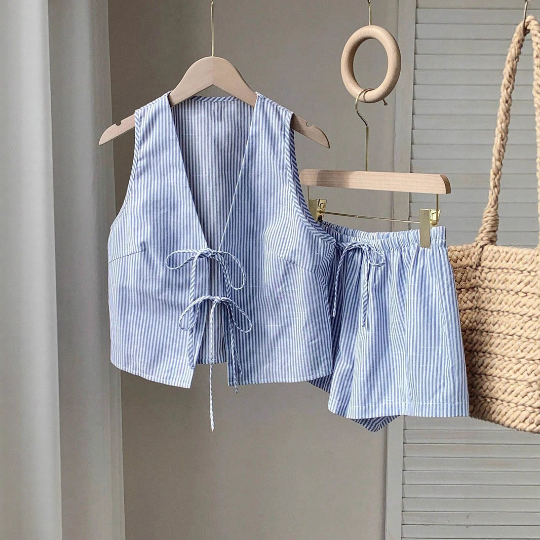 Damen Lässiges Zweiteiliges Set mit Bindegürtel EB