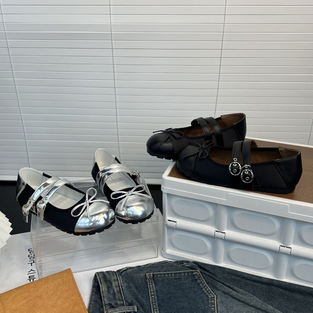 Damen Ballerinas mit dekorativem Riemen und komfortablem Fußbett EB