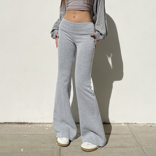 Damen nan weiche Highwaist Yoga-Schlaghose mit ausgestelltem Bein und Stretchbund EB
