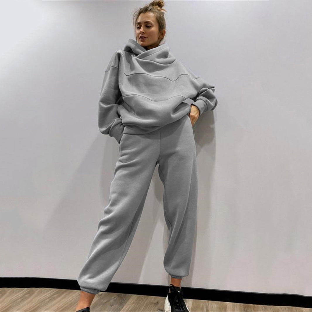 Damen Oversized Loungewear-Set aus schwerem French-Terry mit strukturierter Kapuze und Relax-Jogginghose EB