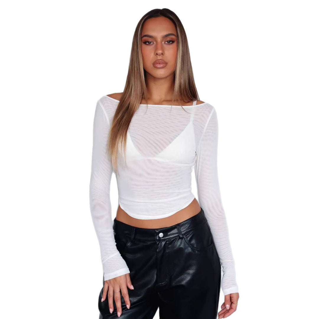 Damen Langarmshirt mit transparenten Details und schmalem Schnitt EB