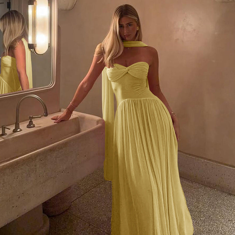 Damen Elegantes Maxikleid mit fließendem Schnitt und raffinierten Trägerdetails EB