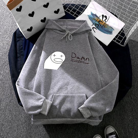 Damen nan Kapuzenpullover mit minimalistischer Grafik, lockerer Oversize-Passform und Kängurutasche EB