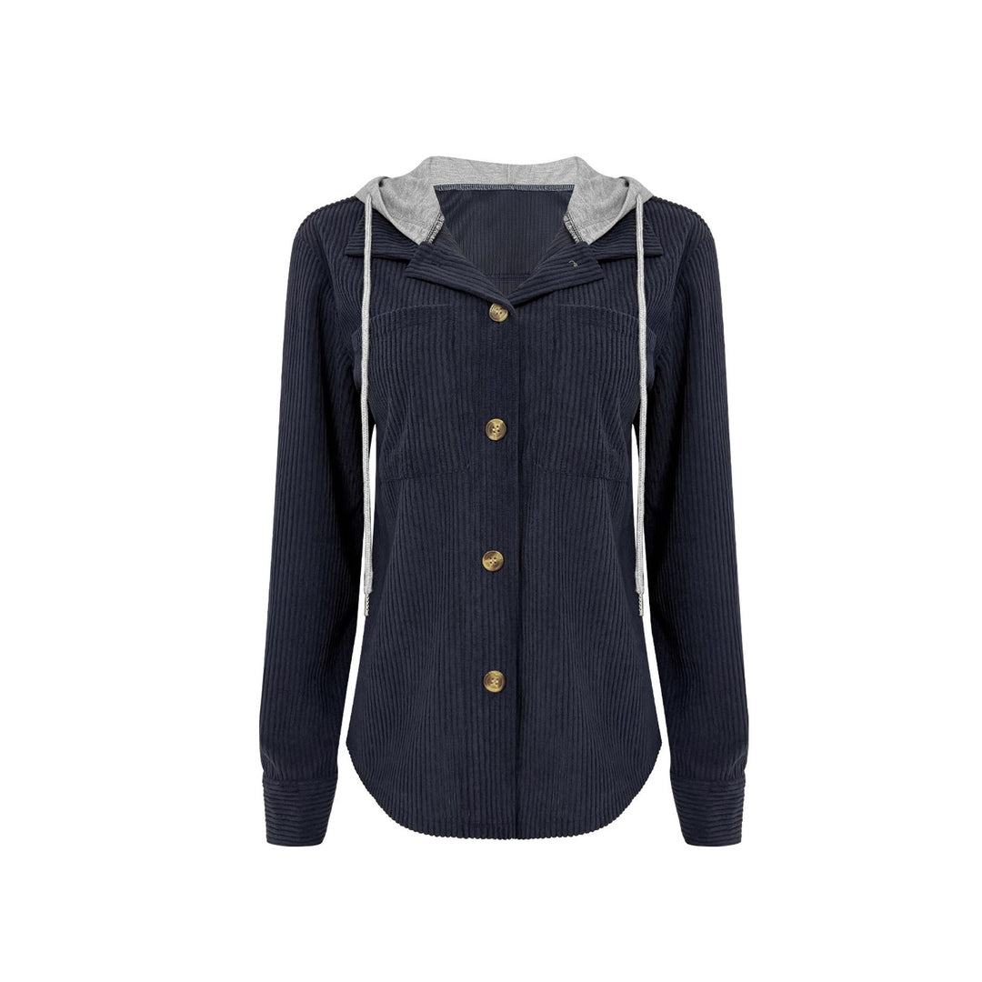 Damen Kapuzenbluse mit strukturiertem Stoff und praktischen Knopfdetails EB