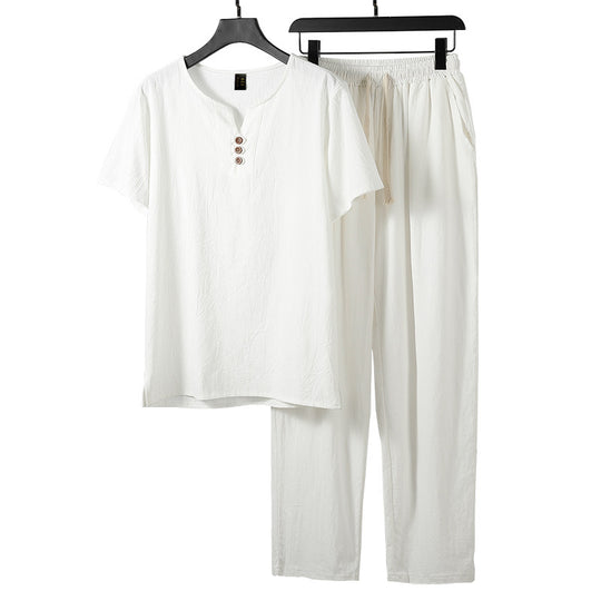 Damen lässiges Lounge-Set mit Knopfdetails und elastischem Bund EB
